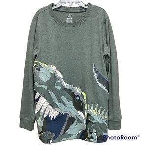 Carter’s Long Sleeve Shirt Size 10 10A Dinosaur Shade of Green Glow in the Dark
